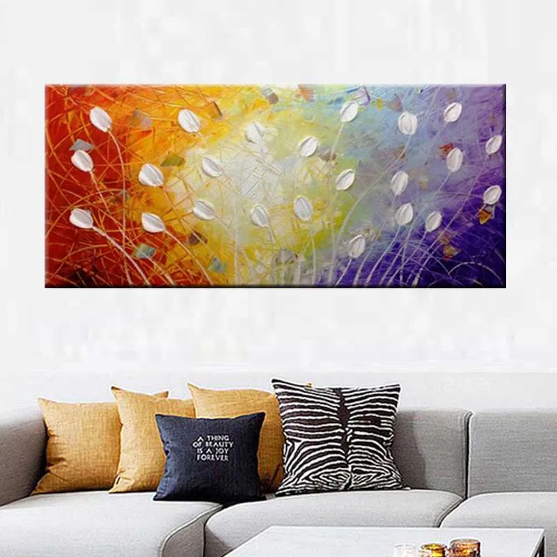 

Hand Painted Abstract Thick Flower Oil Paintings On Canva Abstract White Flower Wall Picture For Living Room bedroom Home Decor