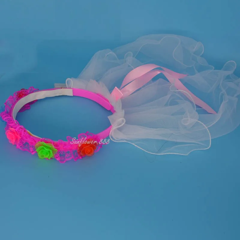 LED Flashing Light Girls Bridal Artifical Flower headband garland Veil Party Wreath Show home decor birthday | Дом и сад