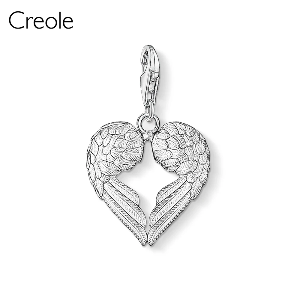 Winged Heart Сердце Эйфелева башня утка собаки вера, Надежда Любовь Рождественская елка крылья круглая подвеска кулон, Мода ювелирных изделий 925 пробы серебро подарок - Окраска металла: Winged Heart