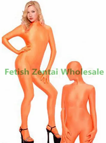 (FZS012) блестящий оранжевый боди Зентаи оригинал лайкра спандекс трико унисекс|fetish