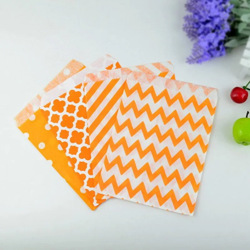 orange Joy-enlife 100 шт четыре стиля смешивания еды жиронепроницаемый бумажный мешок дети буфет прекрасный подарок свадьба Вечеринка день рождения поставки - Цвет: orange