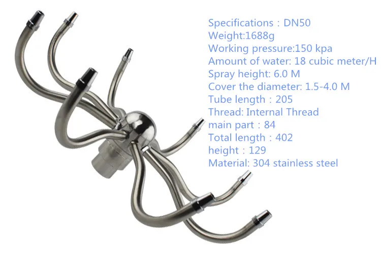 1-дюймовыечистые этикетки пробки DN25 1," DN40 2» DN50, 304 из нержавеющей стали в виде краба кактус мельница вращающаяся фонтанные насадки пруд фонтанные насадки