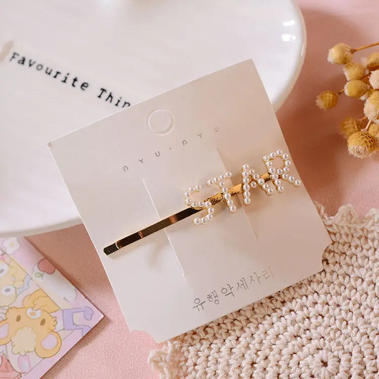 4-1pcs-6.7CM Nuevo mujeres nignas Linda Aleacion de perlas geometricas de color dorado pinzas para el cabello заколки очаровательные horqui - Цвет: 4-1pcs-6.7CM