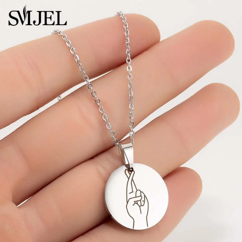 Ожерелье с гравировкой SMJEL ожерелье надписью I Love You жестами подарки лучшим