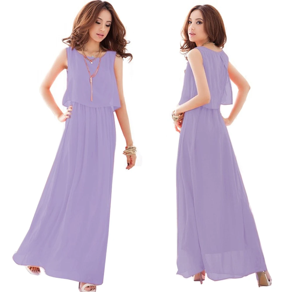 Женское шифоновое платье до щиколотки повседневное длинное летнее большого