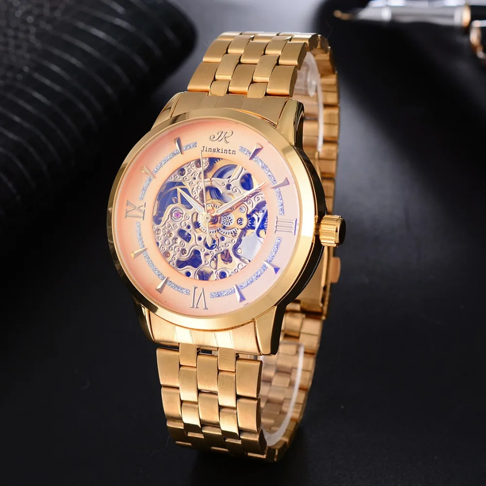 

Relogio Masculino Business Skeleton Mechanical Watch Men Automatic Gold WristWatches Men clock Reloj Hombre Luxury Top brand NEW