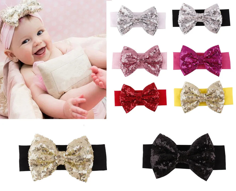 Kids Baby Girls Bebe Children Supreme Sequin Bowknots Hair Accessories Band Headdress Headwear | Детская одежда и обувь