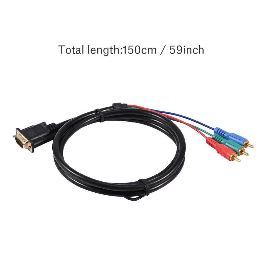 5 футов 1 м VGA штекер 15 pin to 3 RCA видео кабель адаптер для HDTV PC DVD ноутбук |