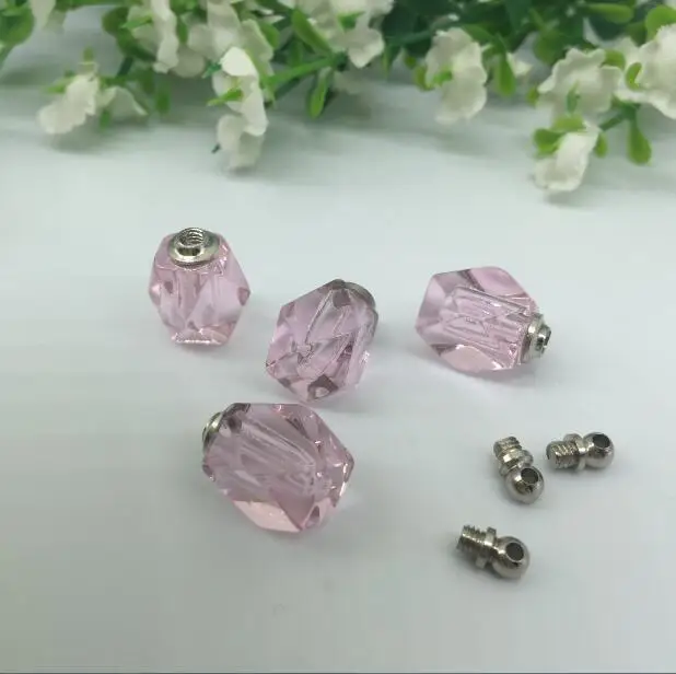 

50 шт., 10*14 мм, прозрачная/Розовая/фиолетовая/синяя Серебряная винтовая крышка, ромбовидный флакон, миниатюрный флакон духов, кристальная под...