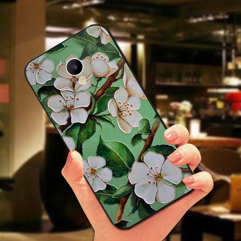 3D рельефный чехол с цветами для Meizu M2 M3 Mini M5 M6 Note M5S M6S M5C A5 роскошный мягкий черный чехол с цветами для Meizu M3 Max MX6