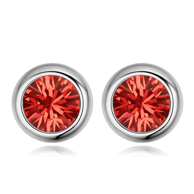 Круглые серьги гвоздики с кристаллами сделанные австрийскими новейший простой дизайн серебряные ювелирные