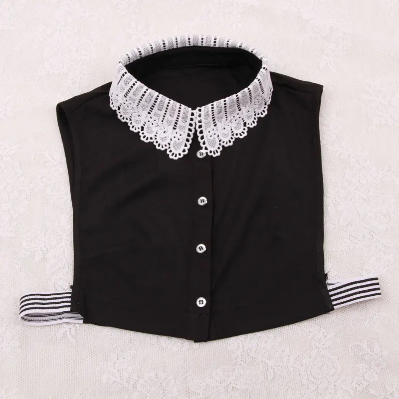 Женская блузка из шифона с ложным воротником отстегивающийся воротник черный