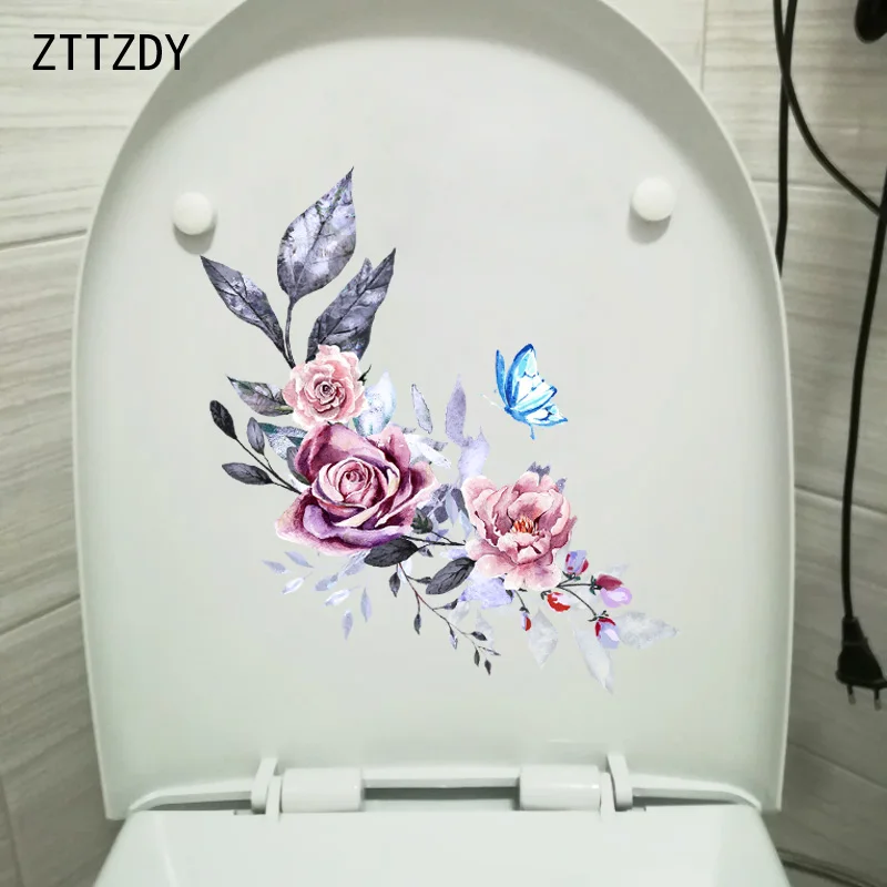 ZTTZDY 19 5*23 см Классическая Акварельная Роза бабочка домашний Декор стены Туалет