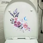ZTTZDY 19,5*23 см классические акварельные розы бабочки домашний декор стен WC наклейки на унитаз наклейки T2-0070