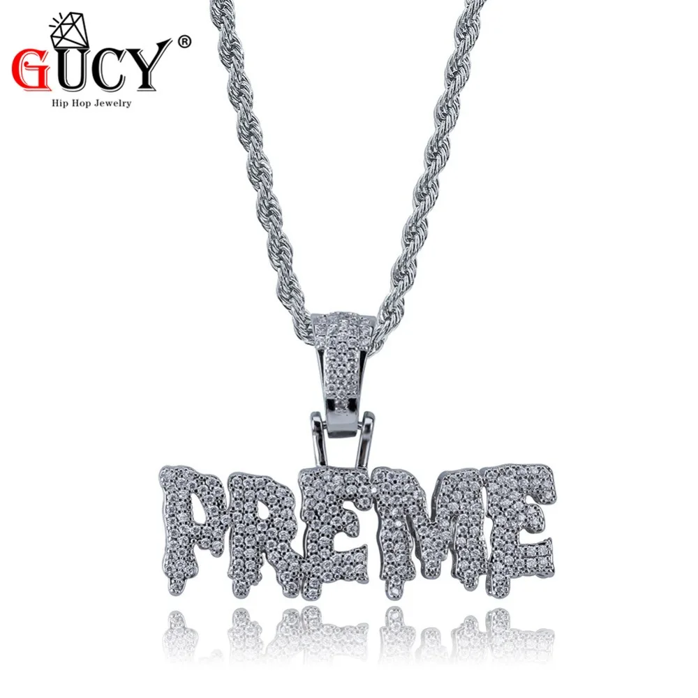 Кулон с надписью GUCY PREME ожерелье из кубинской цепи Майами микрозакрепкой фианита