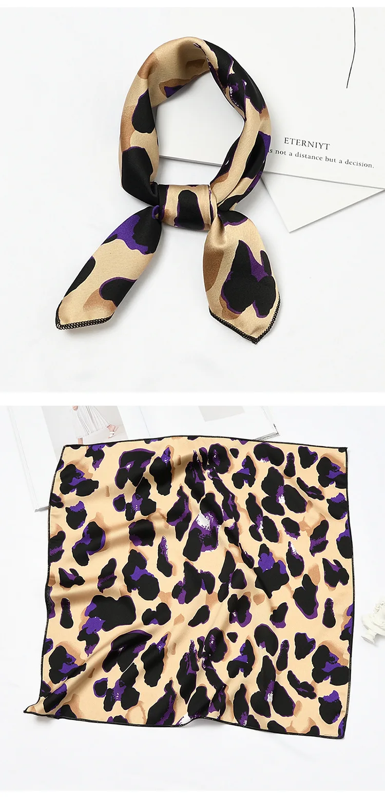 Украшает модные 50*50 см с леопардовым принтом scarfsilk волос шарфы упругой квадратный детские трусы для девочки, шарф, шарфы, сатин Сумочка шарф тощий