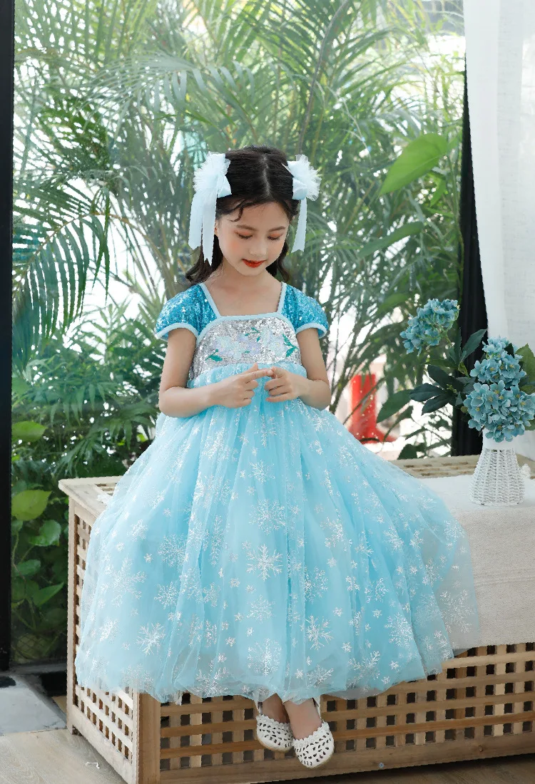 New Kids Frozen Dresses For Girls Elsa Anna Gowns Infant Princess Vestido Child Long Party Dress Carnival Costume Jurken Frocks