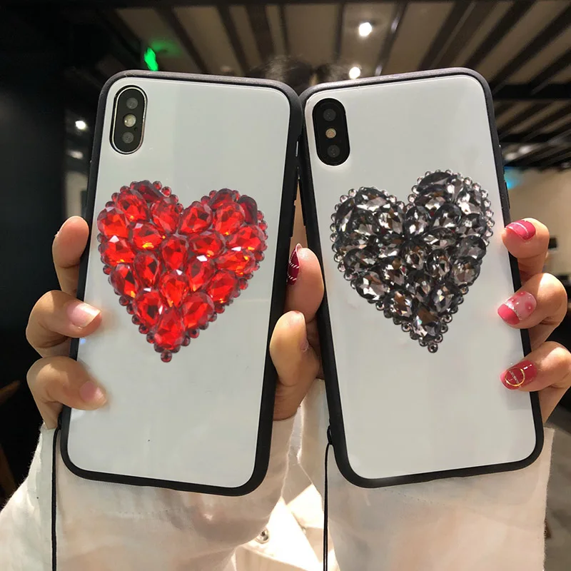 Rheinruby блестящие стразы стеклянный чехол с сердечками для huawei P30 Pro mate 20 X P20 10 Nova 4 Honor