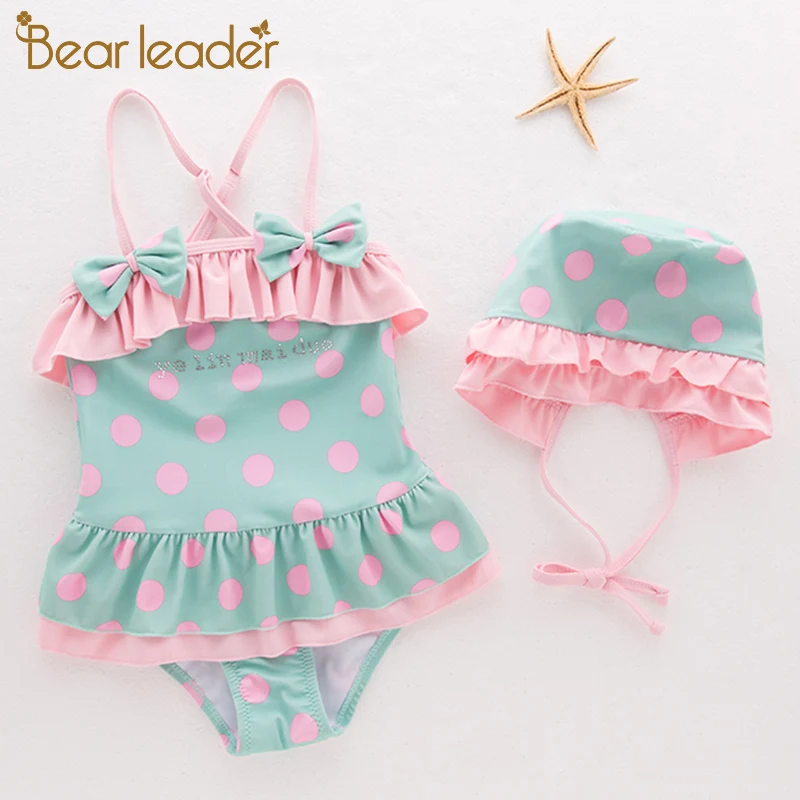 Bear Leader/купальный костюм для девочек 2019 г. Летний милый детский купальный из двух