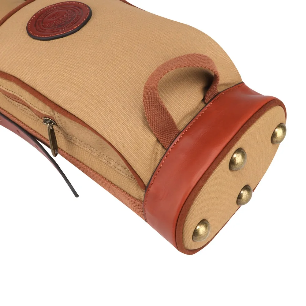 Tourbon Vintage Golf Club Bag Canvas & Leather Khaki Golf Sunday Bags Carrier Fleece Padded Pencil Style Clubs Cover 89CM