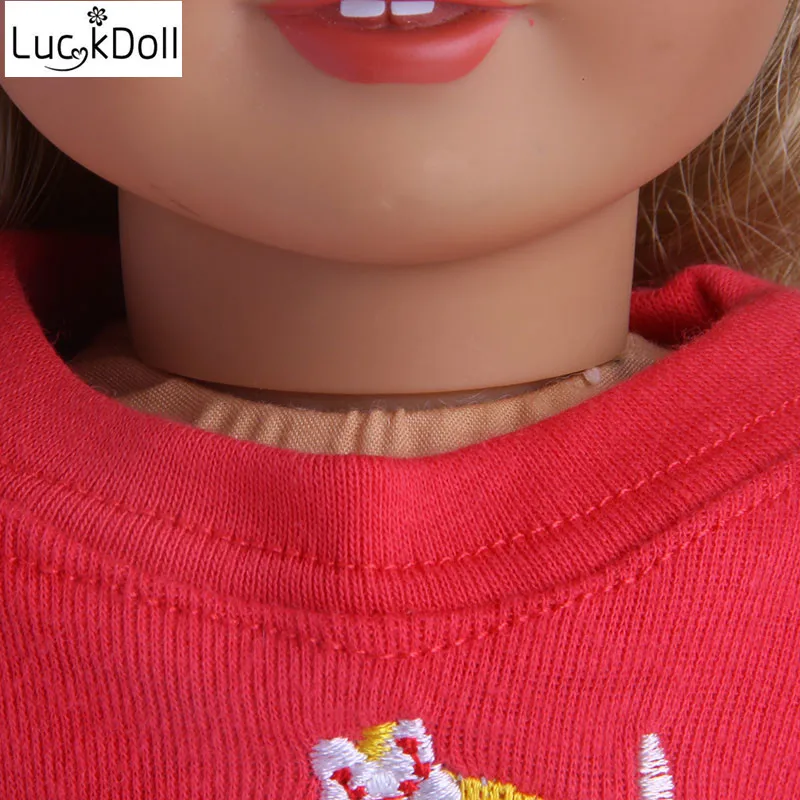 LUCKDOLL Красная футболка и штаны костюм для 18-дюймовая кукла или 43 см кукла аксессуары для кукол