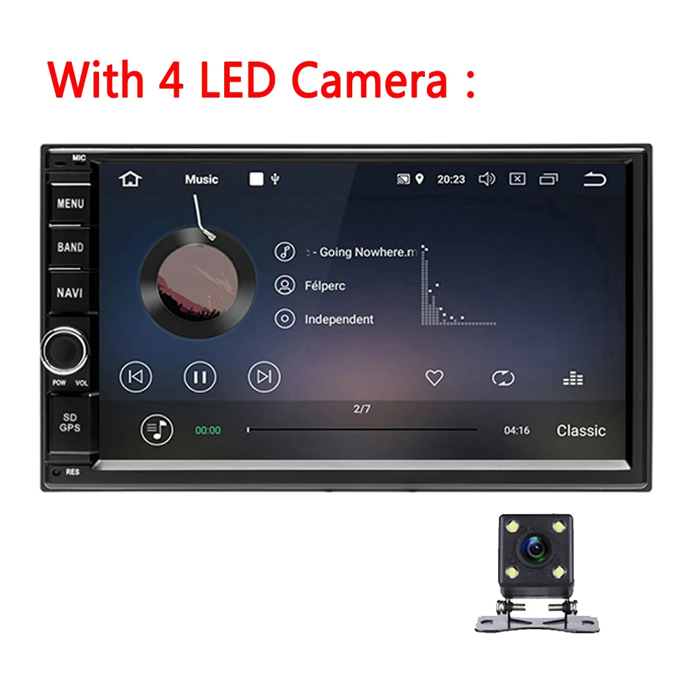 With 4 LED camera Podofo Android 8,0 2 Din автомобильное радио " Восьмиядерный 4G+ 32G 2Din Аудио Стерео gps навигация автомобильный мультимедийный FM RDS wifi OBD Авторадио - Цвет: With 4 LED camera
