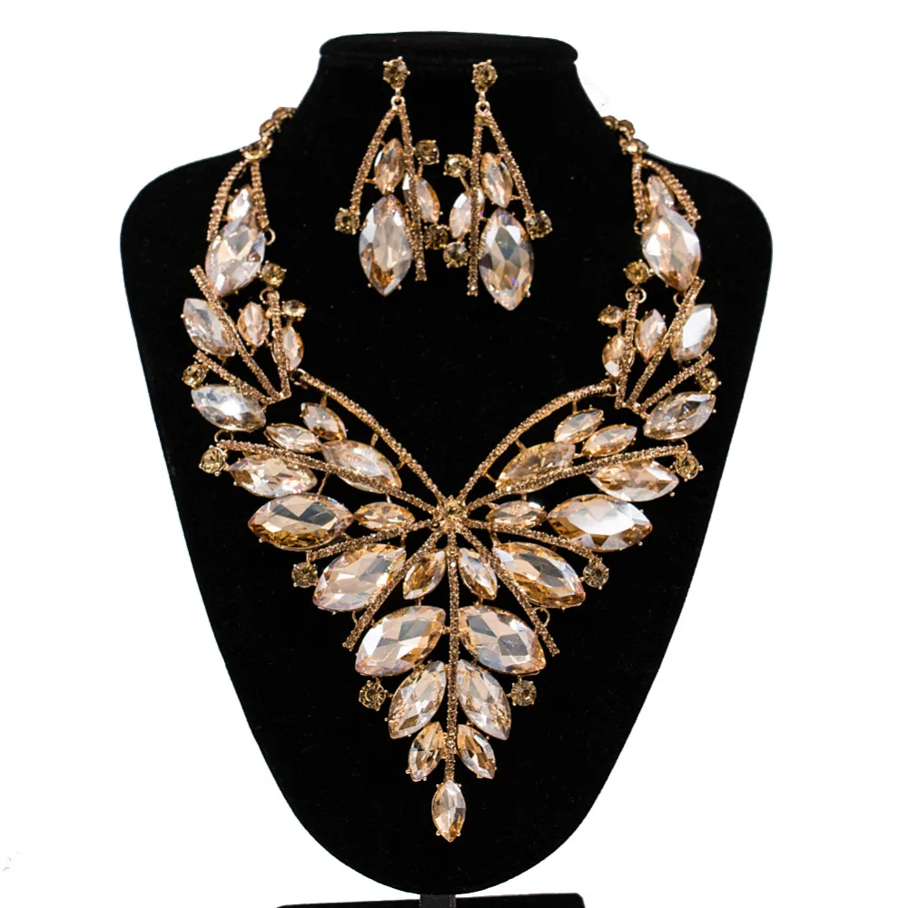 Женский свадебный комплект ювелирных изделий LAN PALACE ожерелье и серьги для