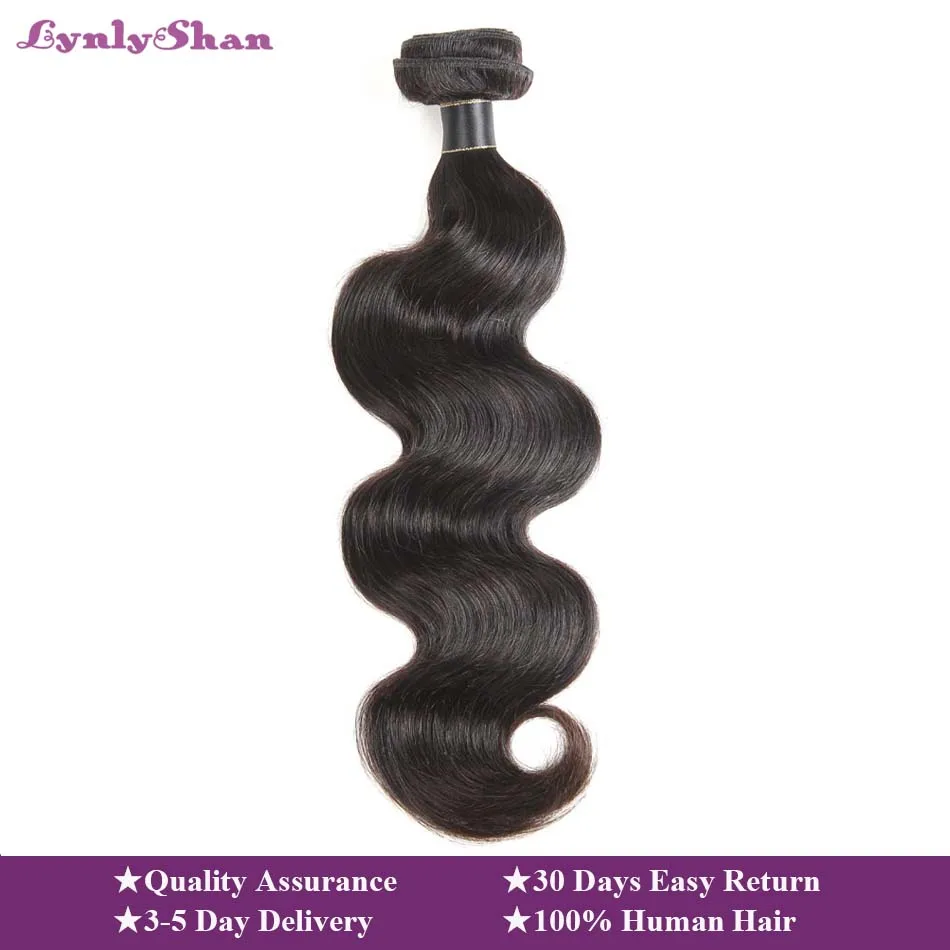 Lynlyshan индийские волнистые человеческие волосы 100% Remy 8-30 дюймов натуральный черный