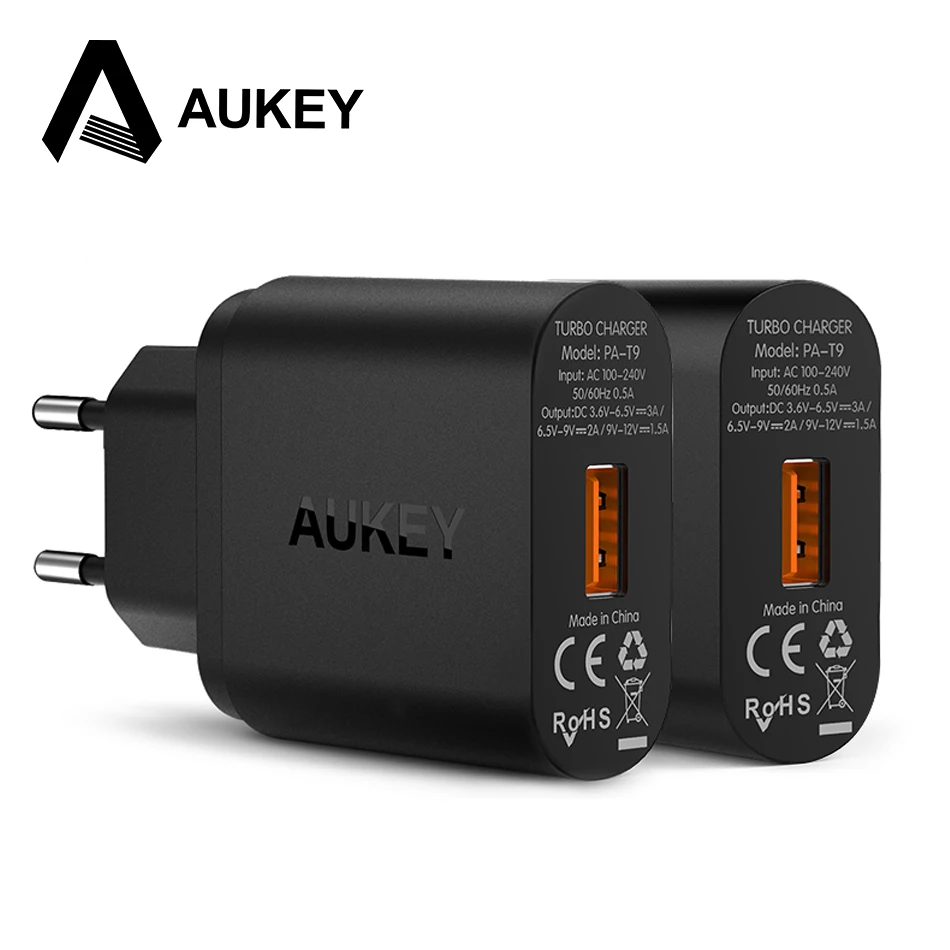 AUKEY Quick Charge 3 0 USB Wall Зарядное устройство ЕС США Plug Qualcomm QC3.0 Авто Путешествия для samsung