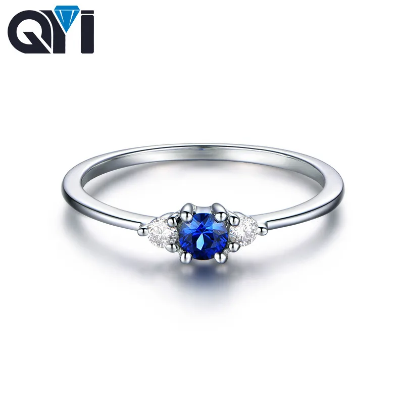 Женское кольцо с искусственным сапфиром QYI обручальные кольца камнями 0 8ct синим
