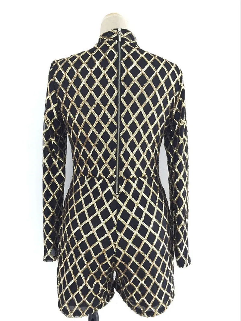 

U-SWEAR Fashion Sexy Sequin Long Sleeve Bodysuit Jumpsuit Autumn Winter Feminino Body Mujer Rompers Womens Jumpsuit