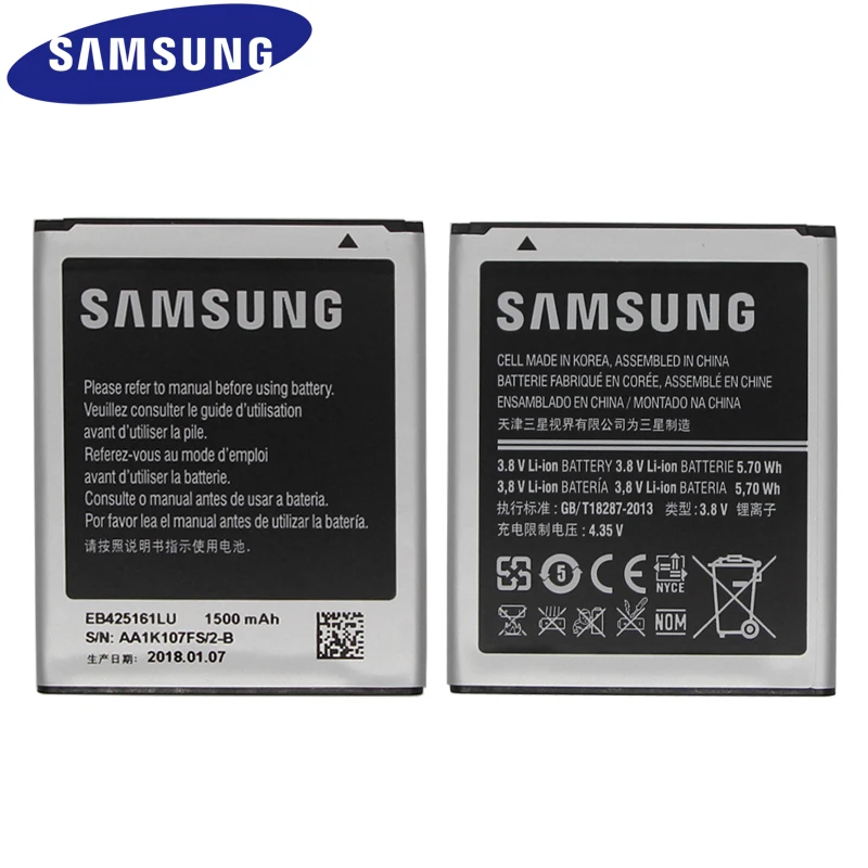 Samsung аккумулятор телефона EB425161LU для samsung S7560/62 S7566/68 S7572 S7580 i8190 I739 i759 I669 I8160 S7582 J1mini SM-J