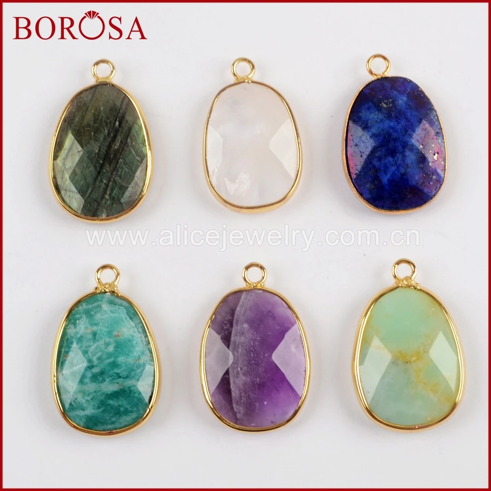 BOROSA 10 шт. Новый Подвеска в виде капли с блестками Лабрадорит белый кварц граненый