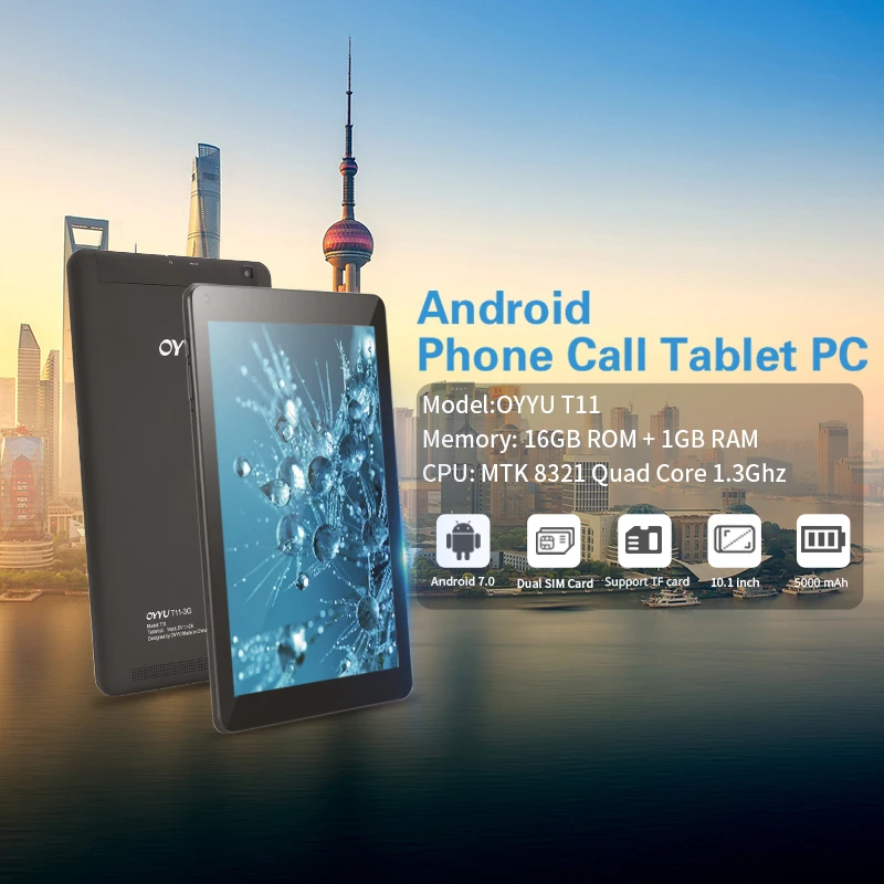 OYYU T11 10 1 дюйма Phablet Android 7 0 MT8321A/B 4 ядра 1. 3g Гц Телефонный звонок Tablet pc 1G RAM + 16 ГБ
