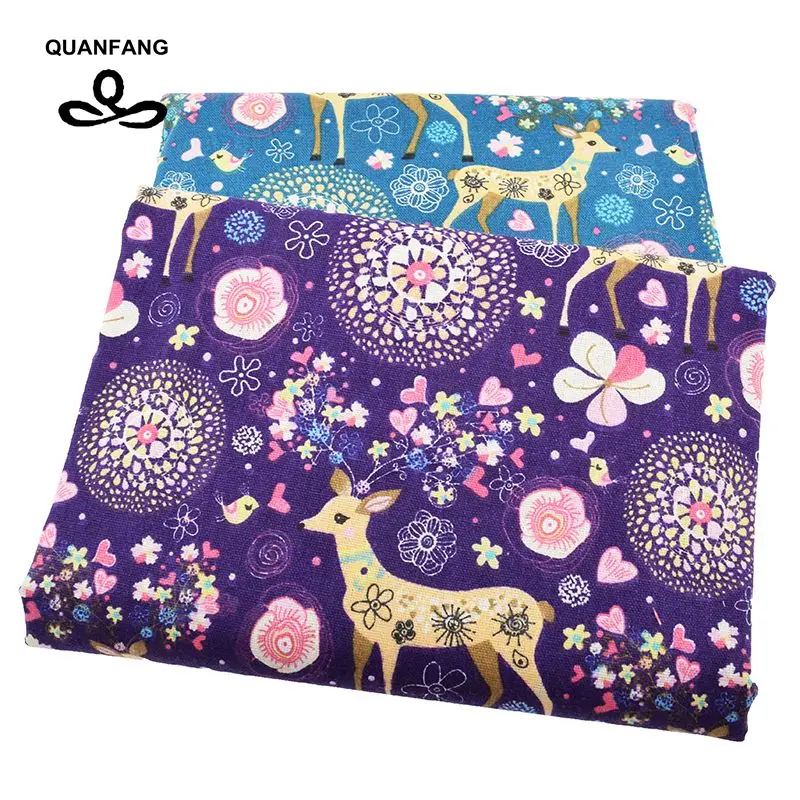 Ткань QUANFANG из хлопка и льна с принтом для лоскутного шитья квилтинга сделай сам