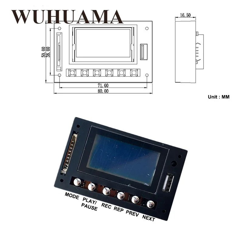 Синий светодиодный MP3 WAV WMA плеер модуль Bluetooth FM SD USB аудио декодер плата с