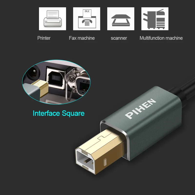 PIHEN USB кабель для принтера Тип B Мужской к мужскому 3 0 2 Canon Epson HP ZJiang принтер