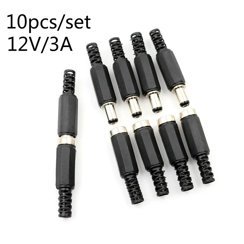 10 шт 12V 3A Пластик мужской Вилки + муфтовый стыковочный переводник Панель