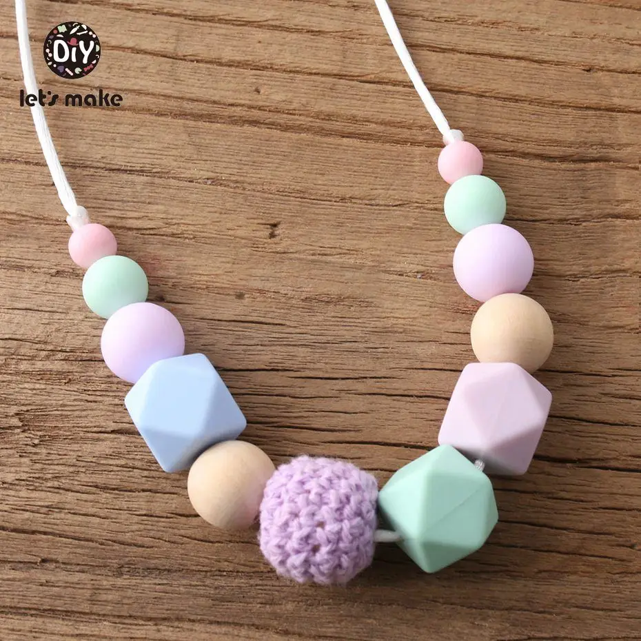 Let's Make Baby модное ожерелье для девочек-прорезывателей, розовые силиконовые бусины, сделай сам, ювелирное изделие, ручная работа, Прорезыватель для зубов, ожерелье, пустышка, детский Прорезыватель для зубов