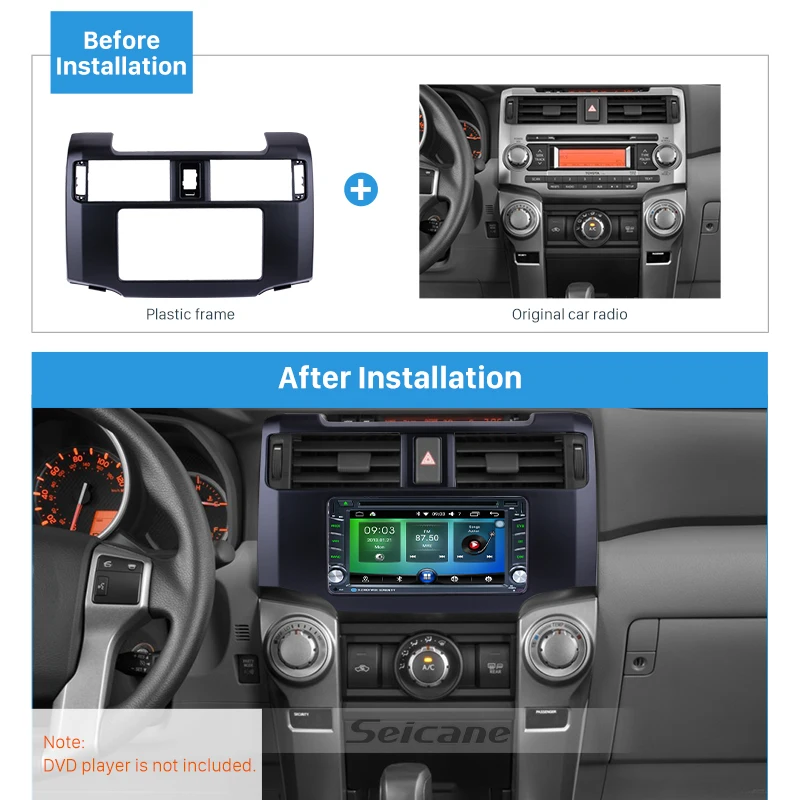Seicane 2Din 202*102 мм черный автомобиль радио DVD Панель Даш Комплект для 2012 Toyota 4 runner |