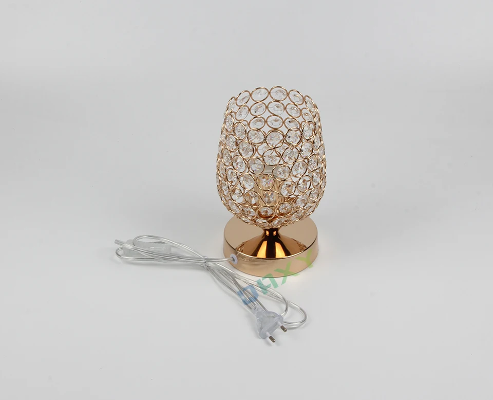 Included 12w LED Bulb E27 Cup-shaped Table Light With Clear Crystal Plated Plated Gold Bedside Desk Lamp Bedroom Lighting[T8558]