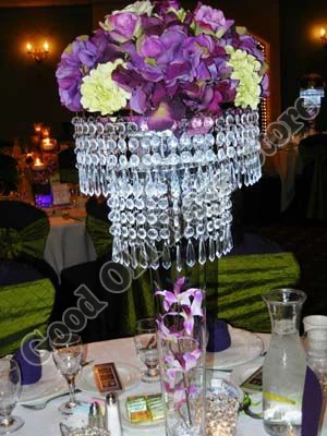 

60 см высокий круглый 2 яруса хрустальный стол с бусинами пряди цветок стенд свадебное украшение 10 шт./лот