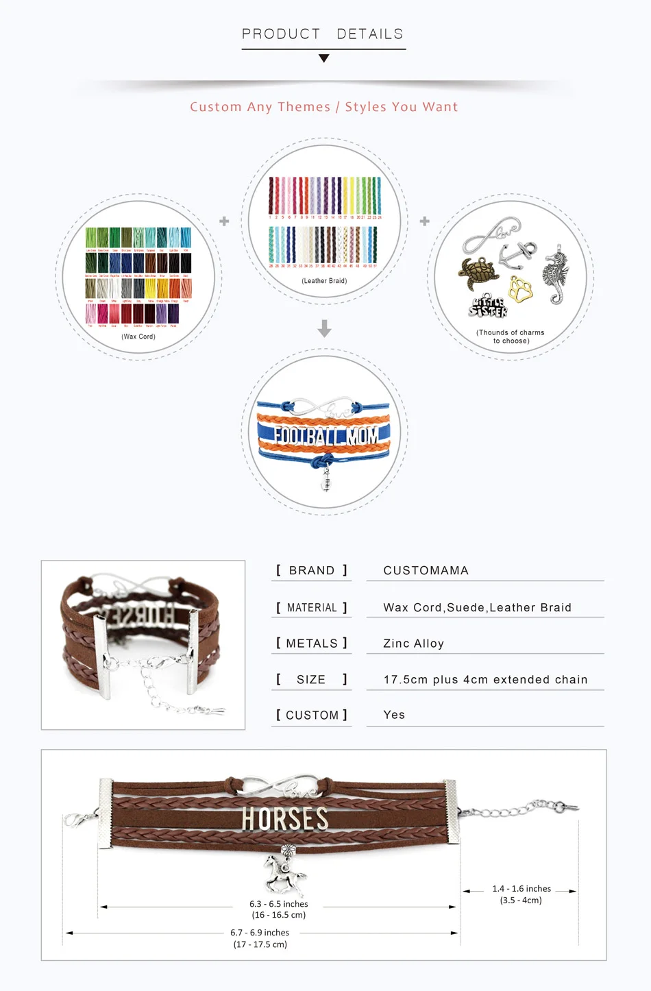 Единорог браслеты с изображением лошади Сердце Бесконечность любовь 18*25 мм купол