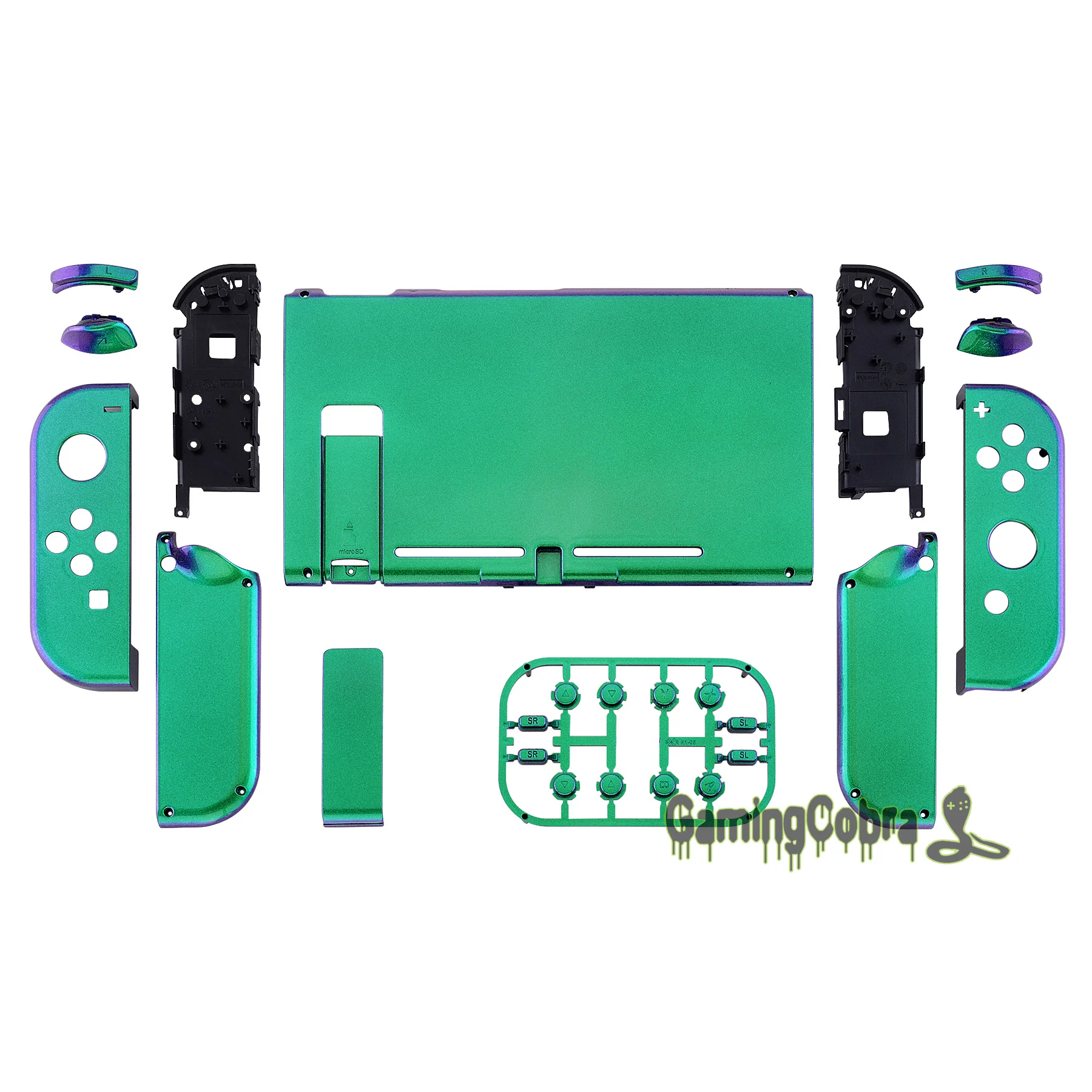 Хамелеон зеленый фиолетовый глянцевый консоль задняя пластина W/JoyCon контроллер корпус ж/полный набор кнопок для nintendo переключатель