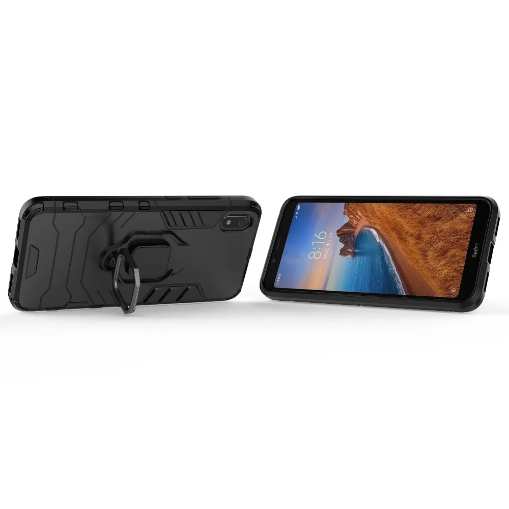 Для Xiaomi Redmi 7A автомобильный магнитный держатель-кольцо для пальца чехол на Redmi 7 A Роскошный Гибридный Силиконовый PC прочный защитный чехол для Redmi 7a
