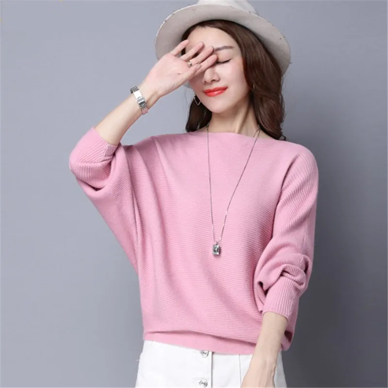 Women Sweater 2021 Spring Autumn Loose Knitted Sweaters And Pullover Ladies Bat Sleeve Jumper Femme Tops Plus Size W331 | Женская одежда