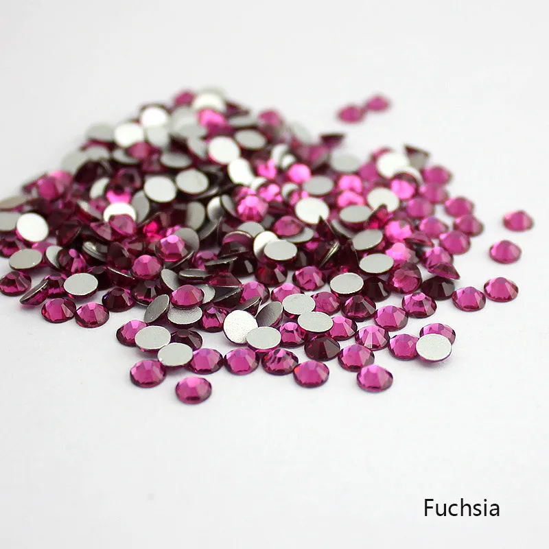 fuchsia Новинка; с украшением в виде кристаллов 288 шт./упак. SS30 кристально чистый цвет 6,5 мм круглый клеем на плоской задней стороне M-foild Стразы с прямой основой, Стразы для одежды - Цвет: fuchsia