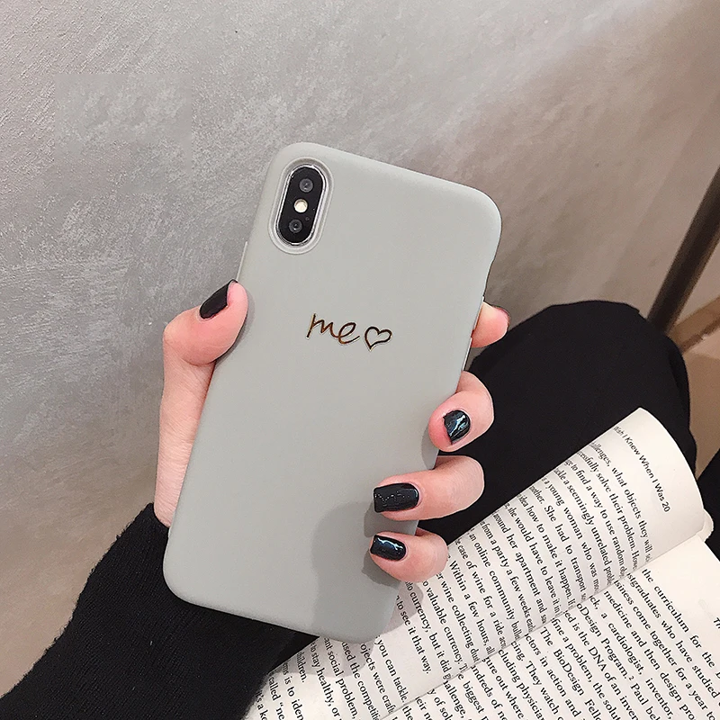 GlamPhone чехол простой золотой You Me коричневый серый чехол для телефона для iPhone X XS Max XR Мягкий ТПУ чехол для iPhone 7 8 6 6s Plus чехол