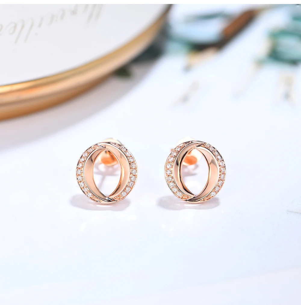 AULEEZE 18 K желтые золотые серьги с бриллиантом О-образный Модные женские AU750 настоящие серьги-гвоздики с бриллиантами