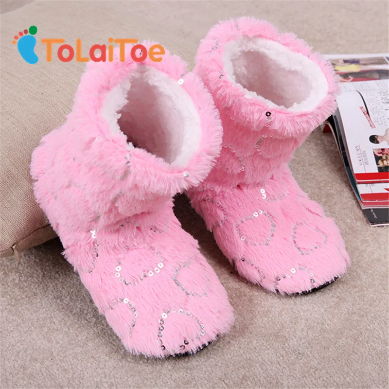 ToLaiToe конфеты с пайетками бархат кораллового цвета комнатные тапочки Женская